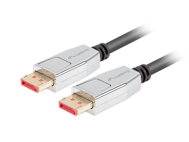 Levně LANBERG připojovací kabel DisplayPort 1.4 M/M, 8K@60Hz, 5K@120Hz, délka 1,8m, černý, se západkou, zlacené konektory