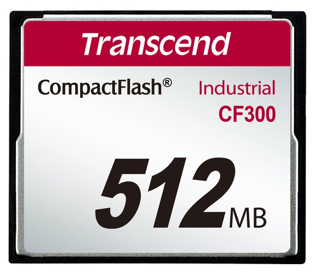 Levně Transcend 512MB INDUSTRIAL CF300 CF CARD, high speed 300X paměťová karta (SLC)
