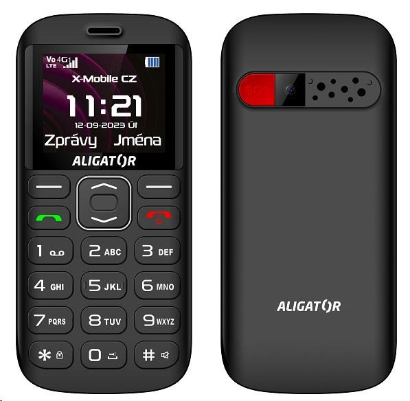 Levně Aligator A720 4G Senior, černá + nabíjecí stojánek
