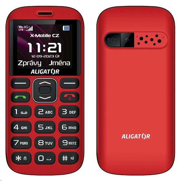 Levně Aligator A720 4G Senior, červeno-černá + nabíjecí stojánek