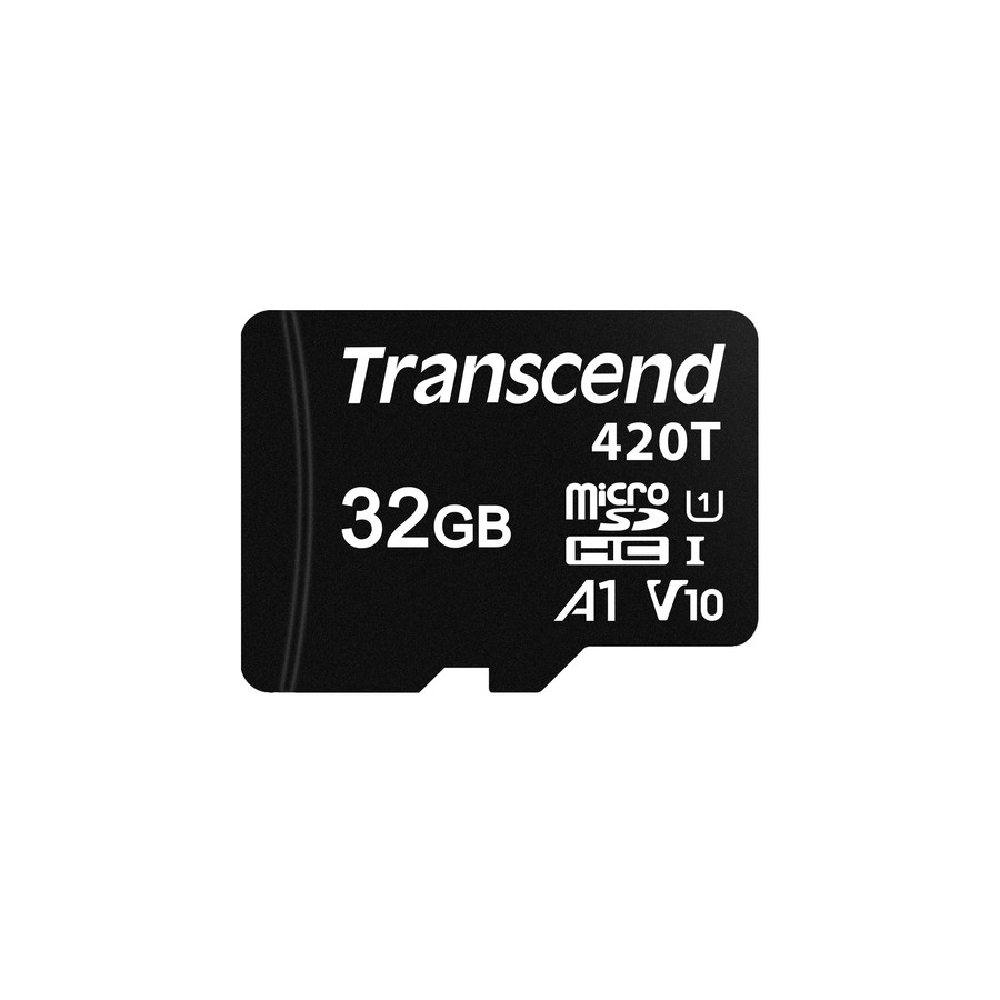 Levně Transcend 32GB microSDHC420T UHS-I U1 (Class 10) V10 A1 3K P/E paměťová karta, 95MB/s R, 70MB/s W, černá, tray balení