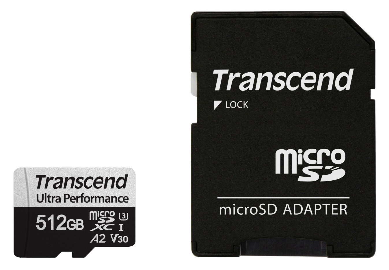 Levně Transcend 512GB microSDXC 340S UHS-I U3 V30 A2 3D TLC (Class 10) paměťová karta (s adaptérem), 160MB/s R, 125MB/s W