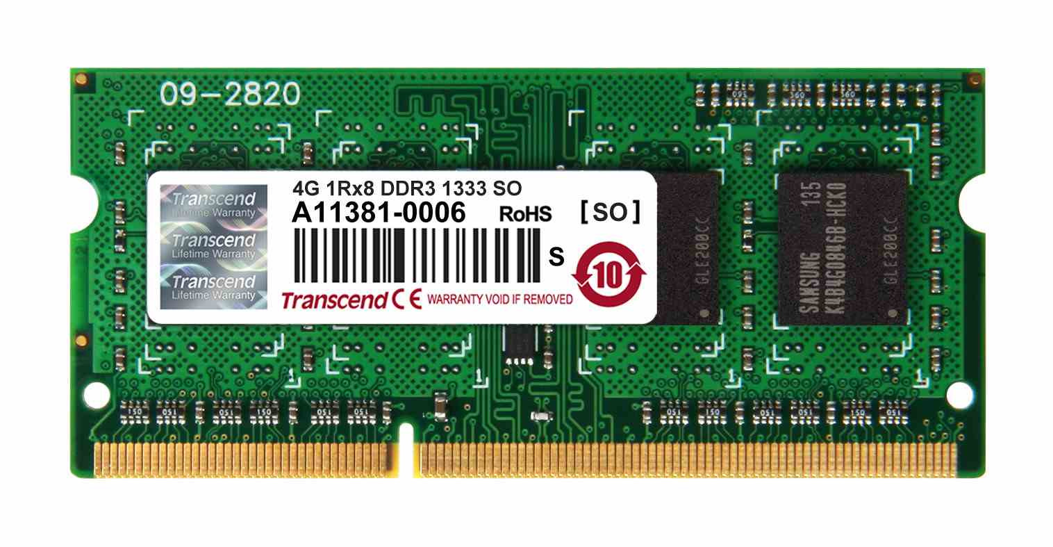 Levně TRANSCEND SODIMM DDR3 4GB 1333MHz 1Rx8 CL9