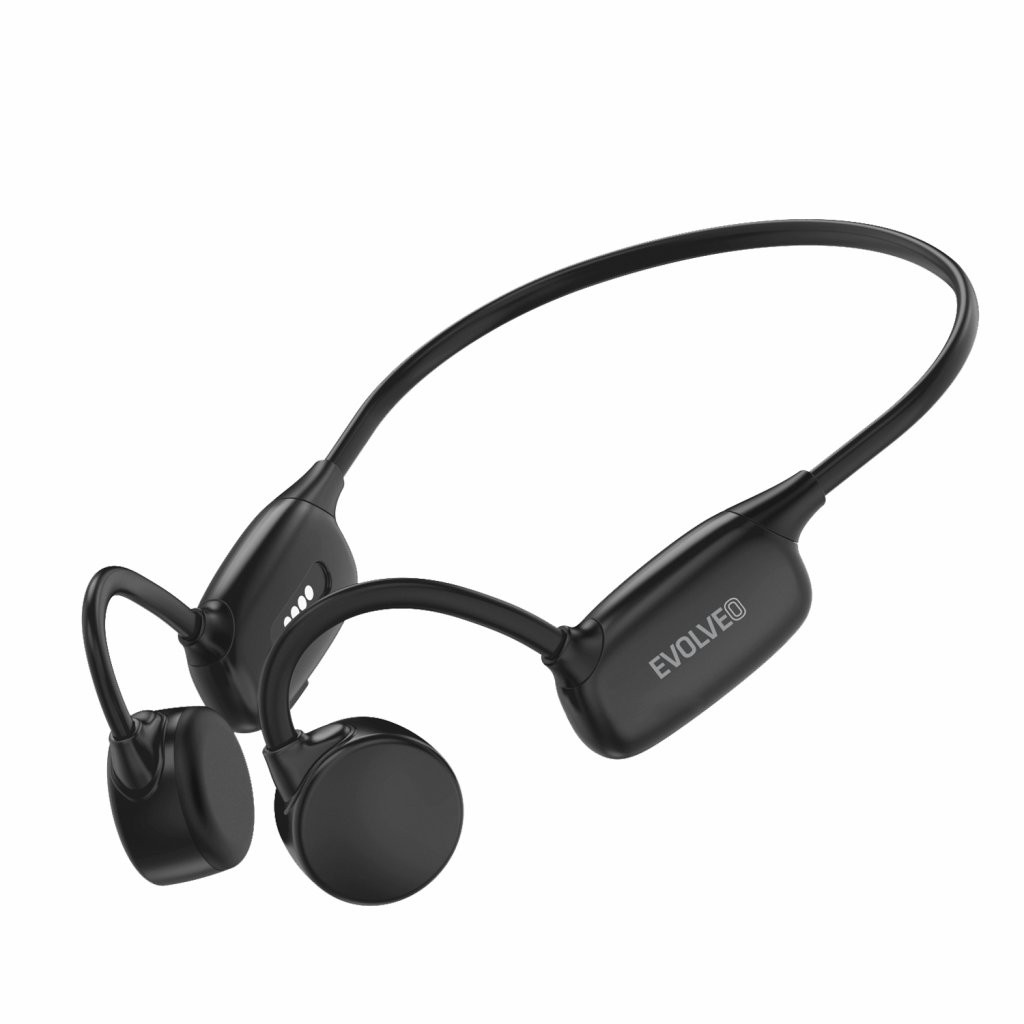 Levně EVOLVEO BoneSwim Pro MP3 32GB, bezdrátová sluchátka s mikrofonem na lícní kosti, černé