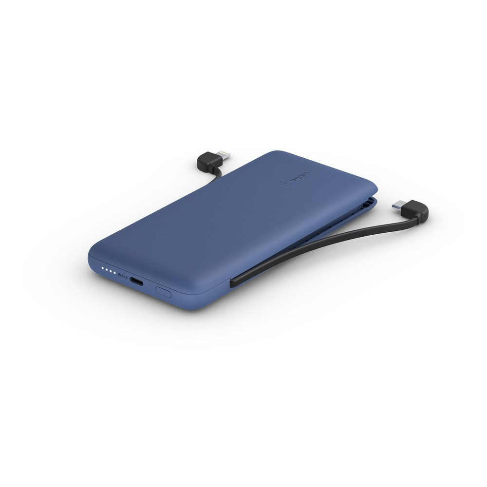 Levně Belkin BOOST CHARGE™ USB-C Power Delivery PowerBanka, 10000mAh, s integrovanými kabely, půlnoční modrá