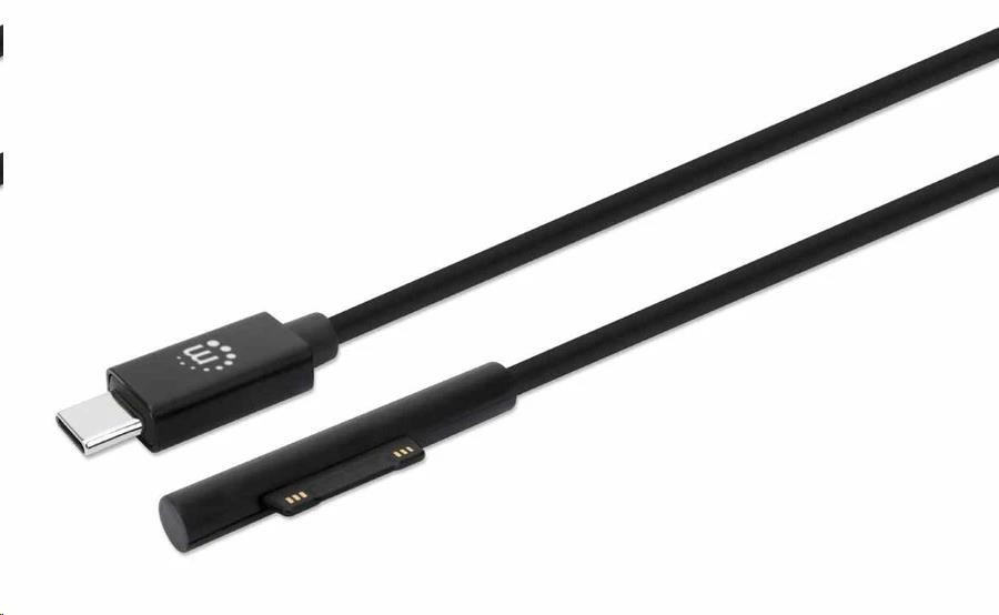 Levně Manhattan nabíjecí kabel, Surface Connect to USB-C Charging Cable (M/M), 15 V / 3 A, 1.8m, černá