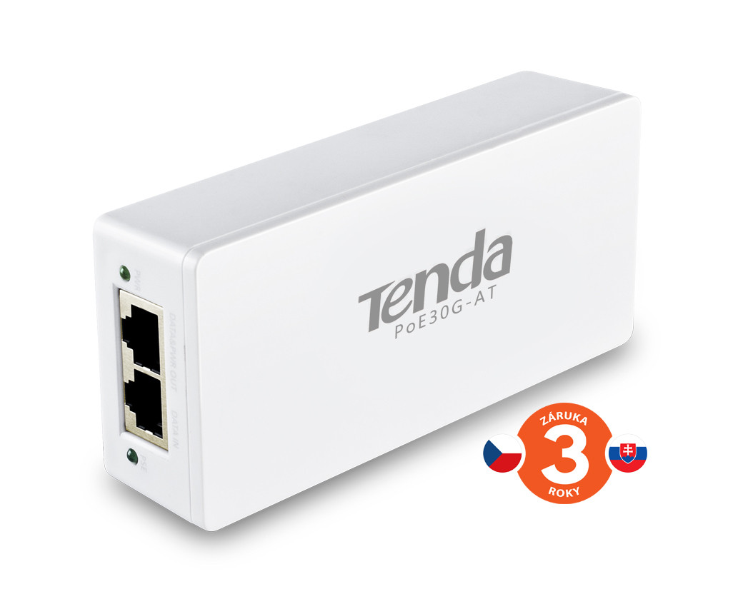 Levně Tenda PoE30G-AT - Gigabit Power Injector, 30W, 48V, 802.3at/802.3af,PD Autodet., 2x GbE LAN