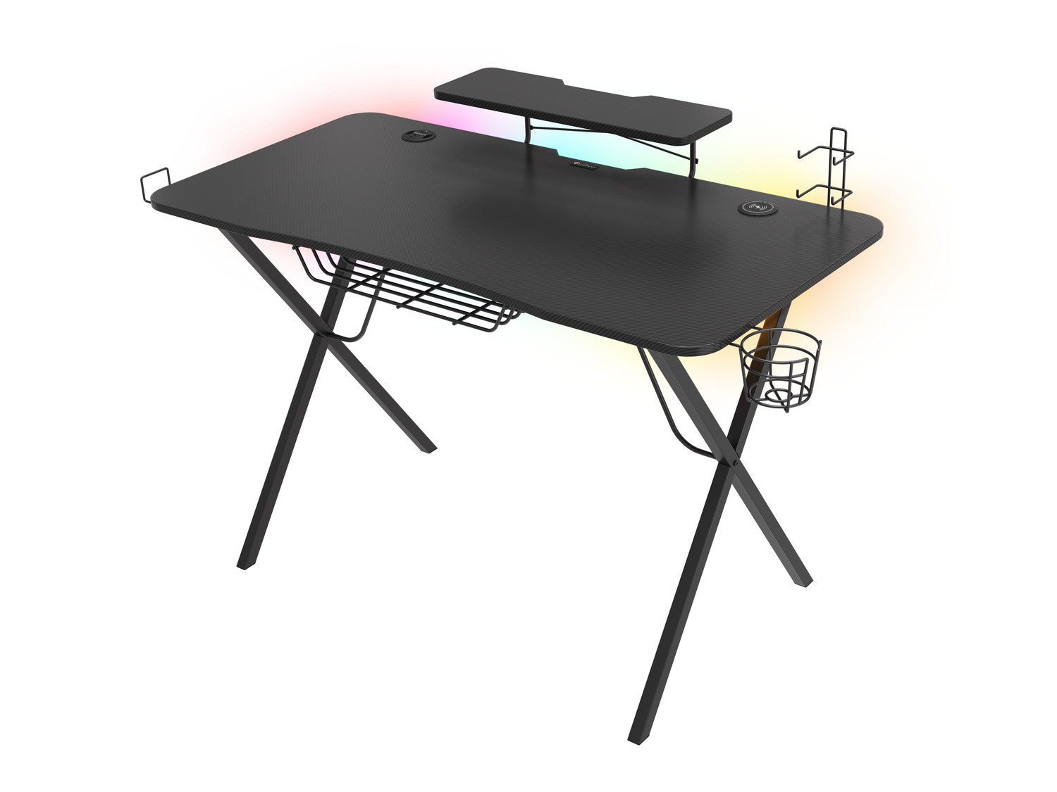 Levně Genesis Holm 300 RGB - herní stůl s RGB podsvícením, 3xUSB 3.0, bezdrátová nabíječka mobilů