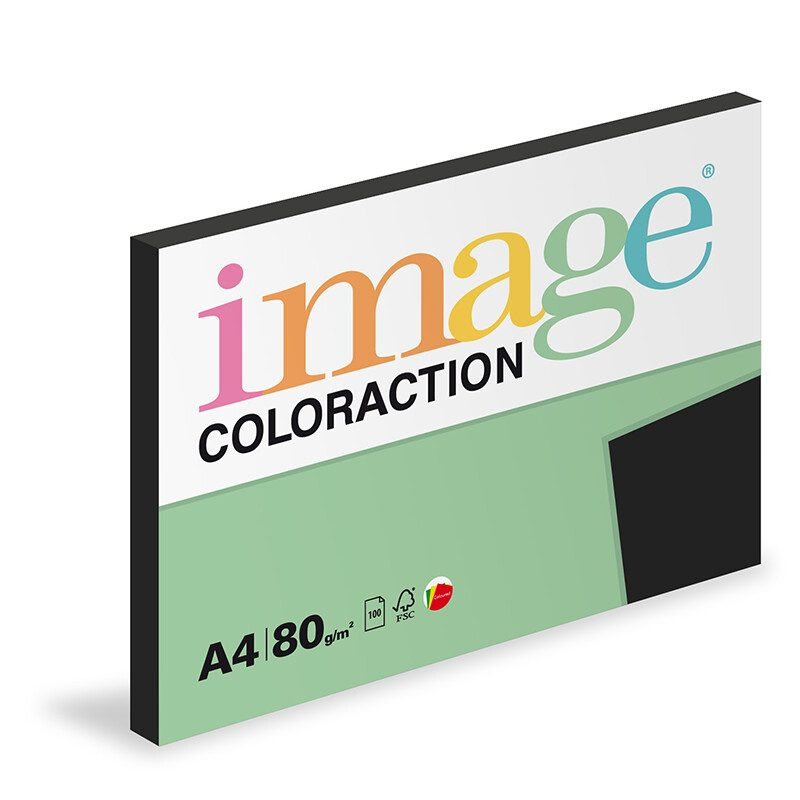 Levně Image Coloraction papír pro výtvarné potřeby A4/80g, Black - Sytá černá, 100 listů
