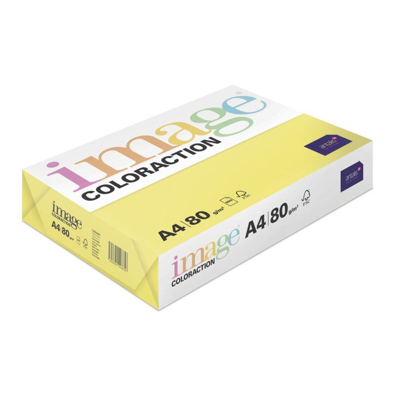 Image Coloraction kancelářský papír A4/80g, Canary - středně žlutá (CY39), 500 listů