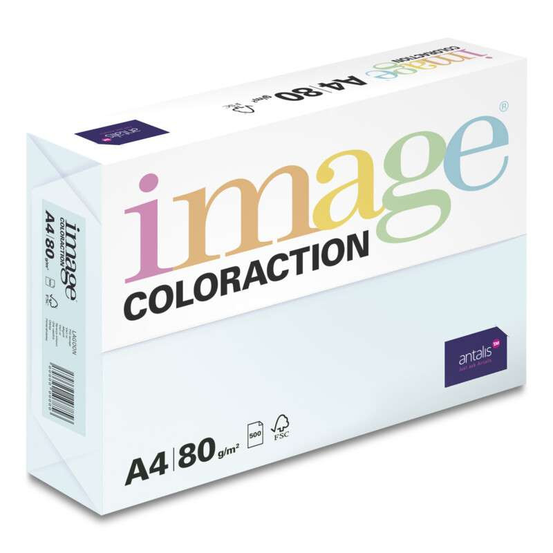 Levně Image Coloraction kancelářský papír A4/80g, Lagoon - pastelově světle modrá (BL29), 500 listů
