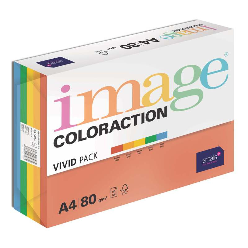 Levně Image Coloraction kancelářský papír A4/80g, Mix intenzivní 5x20, mix - 100