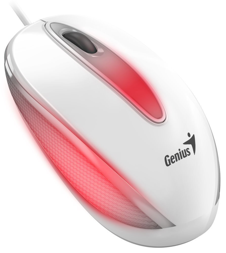 Genius DX-Mini / Myš, drátová, optická, 1000DPI, 3 tlačítka, USB, RGB LED, bílá