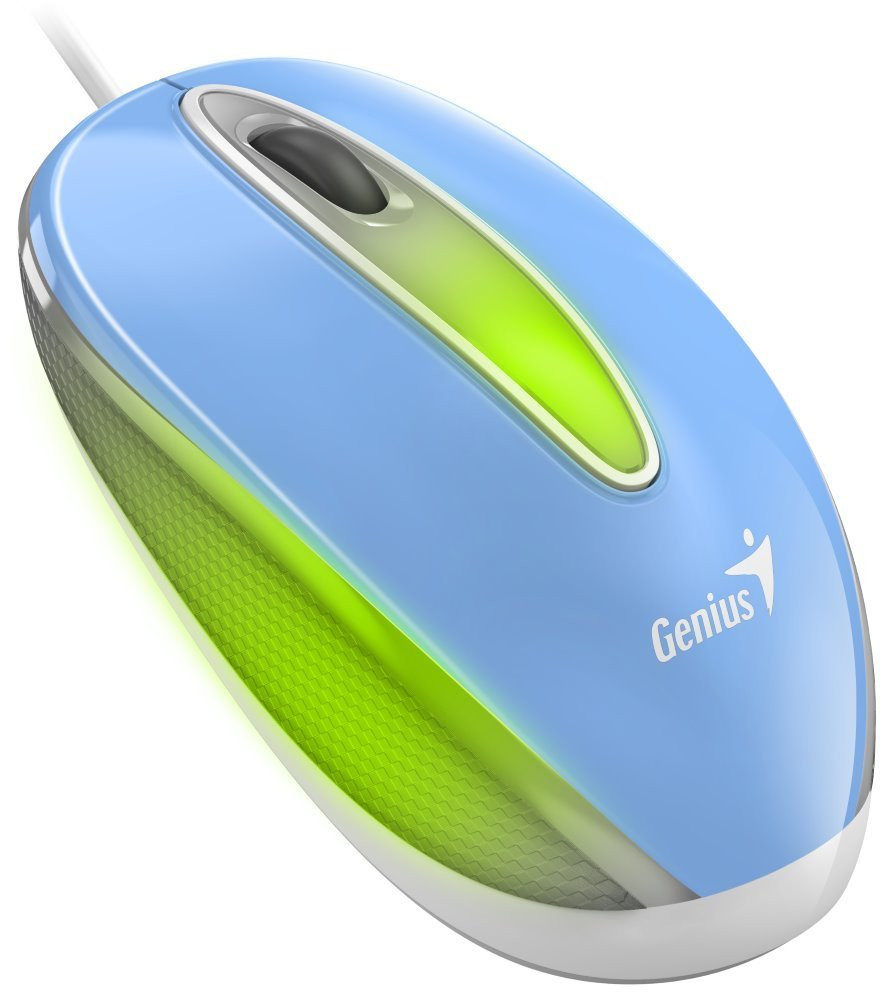 Genius DX-Mini / Myš, drátová, optická, 1000DPI, 3 tlačítka, USB, RGB LED, modrá