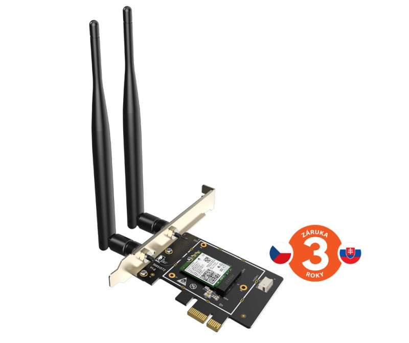 Levně Tenda E33 - Wireless AX5400 PCI Express Adapter, WiFi 6E, 802.11ax/ac/a/b/g/n, 5378Mbps, Bluetooth 5.2, WPA3