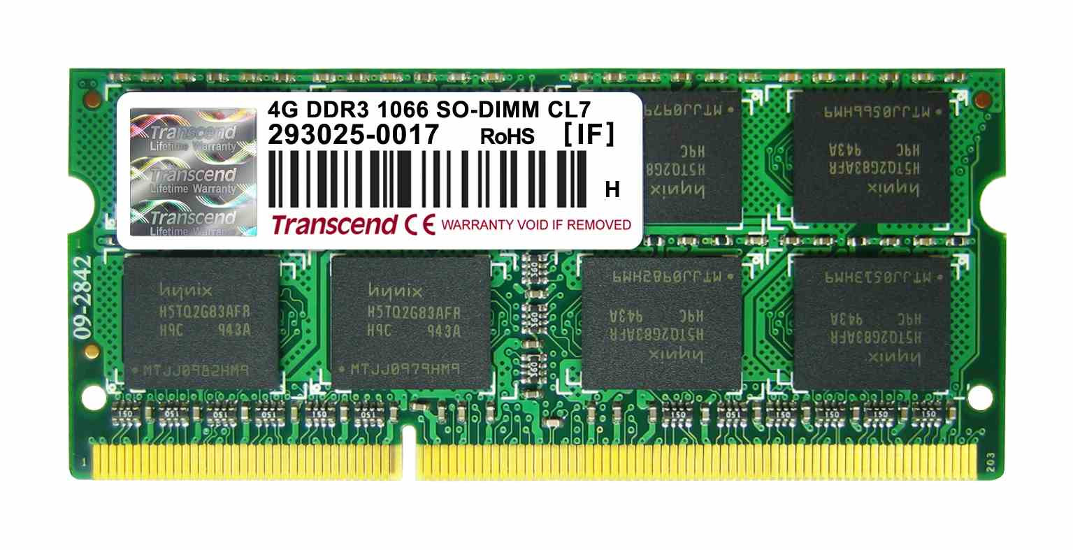 TRANSCEND SODIMM DDR3 4GB 1066MHz 2Rx8 CL7 JetRam™ Retail