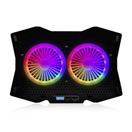Levně Modecom MC-CF18 RGB chladící podložka pro notebooky do velikosti 18", 2 ventilátory, RGB LED podsvícení, černá