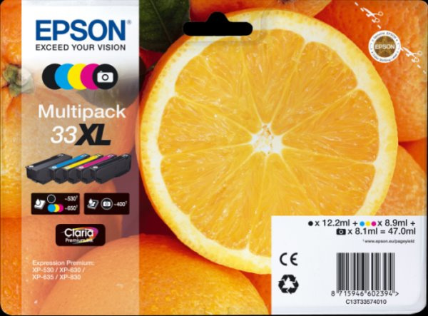 Levně EPSON T3357 (C13T33574011) - originální cartridge, černá + barevná, 1x12,2ml/1x8,1ml/3x8,9ml