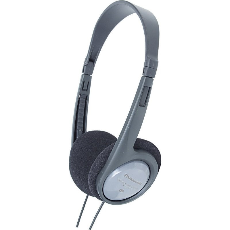 Levně Panasonic RP-HT090E-H, drátové sluchátka, přes hlavu, 3,5mm jack, 6,3mm jack, kabel 5m, ovládání hlasitosti, šedá