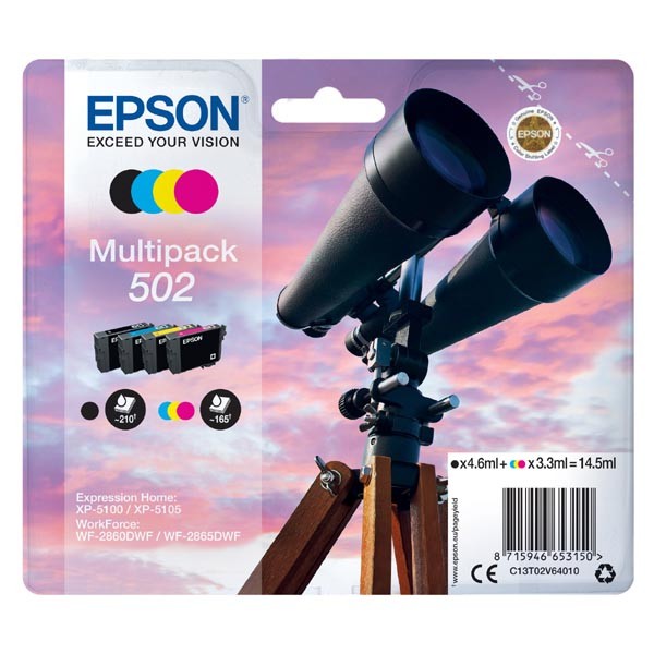 Levně EPSON C13T02V64010 - originální cartridge, černá + barevná, 1x4,6ml/3x3,3ml