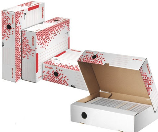 Levně LEITZ Esselte Speedbox rychle-složitelný archivační kontejner s víkem M, bílá-červená