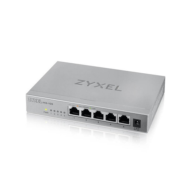 Levně Zyxel XMG-105 5 Ports 2,5G + 1 SFP+, 4 ports 70W total PoE++ Desktop MultiGig unmanaged Switch