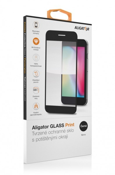 Levně Aligator Ochranné tvrzené sklo GLASS PRINT, iPhone 14 Pro, černá, celoplošné lepení
