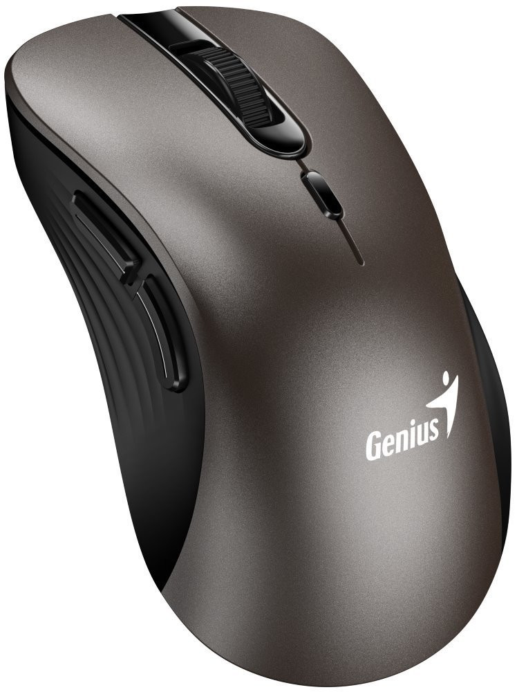 Levně Genius Ergo 8100S Myš, bezdrátová, ergonomická, optická, 1600DPI, 6 tlačítek, USB, titanová