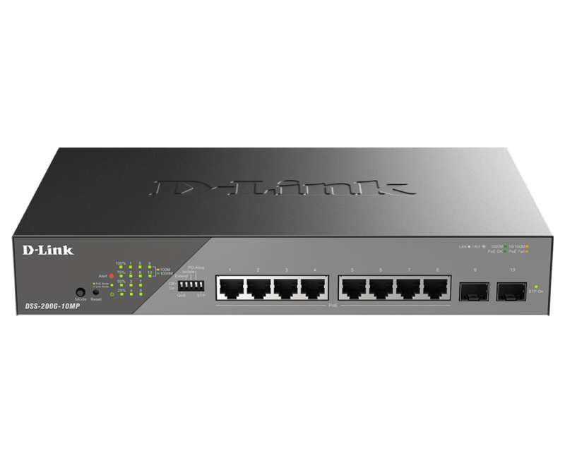 Levně D-Link DSS-200G-10MP/E 10-Port Gigabit Ethernet PoE+ Surveillance Switch