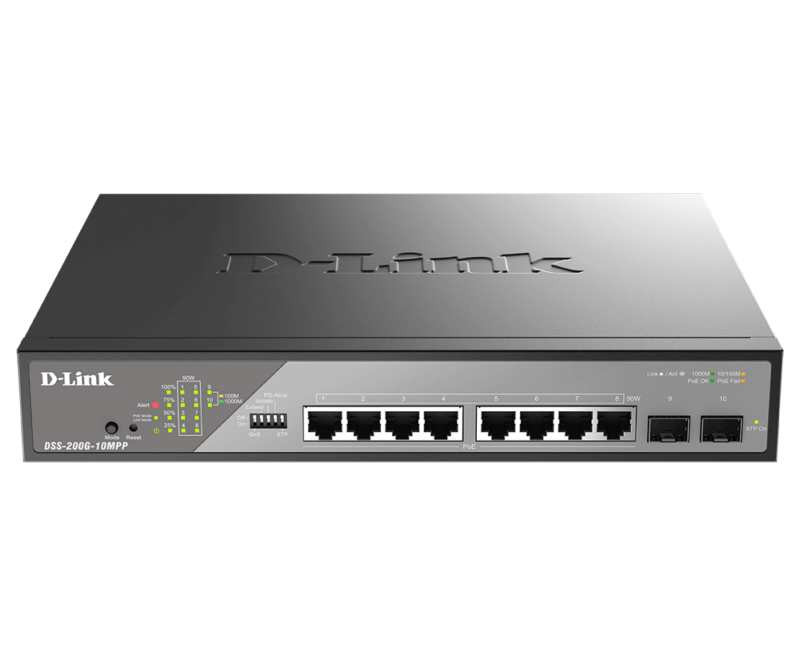 Levně D-Link DSS-200G-10MPP/E 10-Port Gigabit Ethernet PoE++ Surveillance Switch