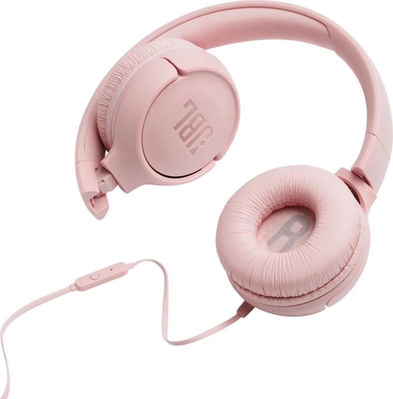 Levně JBL Tune 500 - pink (Pure Bass, sklápěcí, Siri/Google Now)