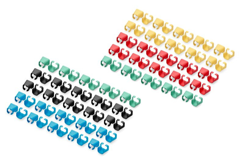 Levně DIGITUS Color spony pro Patch kabel, balíček 100ks, smíšené (20 ks v každé barvě: červené, zelené, modré, žluté, černé)