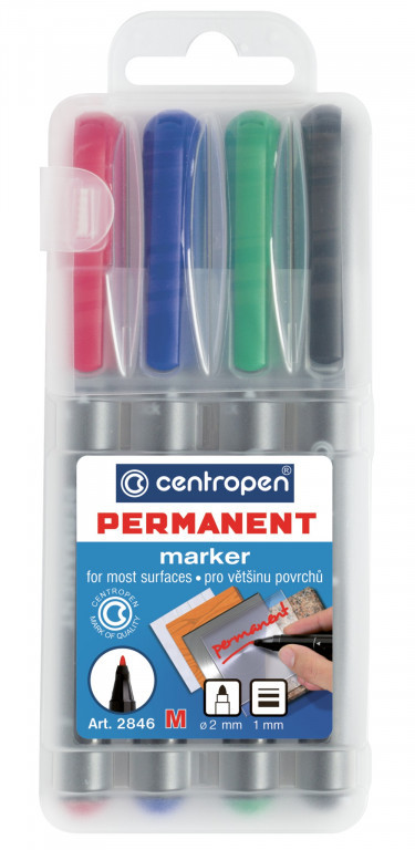 Popisovač Centropen 2846/4 permanent 4 barvy válcový hrot 1mm