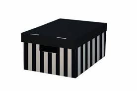Archivační krabice s víkem 28x37x18cm černá kartonová nosnost 5kg 2ks