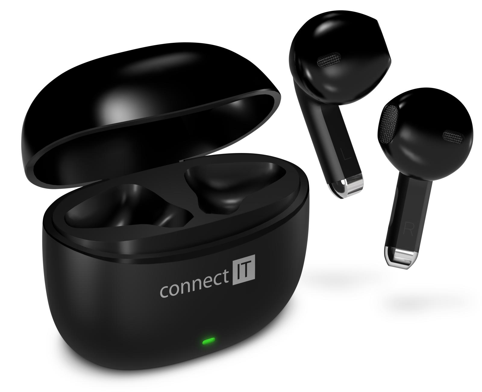 Levně CONNECT IT True Wireless SonicBass sluchátka do uší s mikrofonem, ČERNÁ