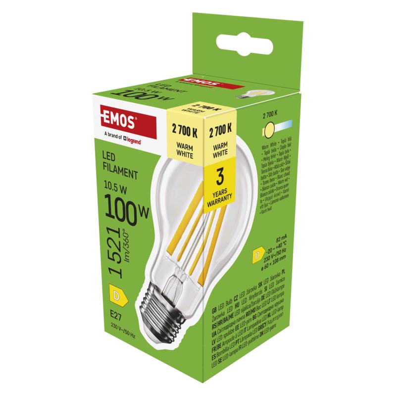 Levně EMOS LED FLM A60 10,5W(100W) 1521lm E27 WW
