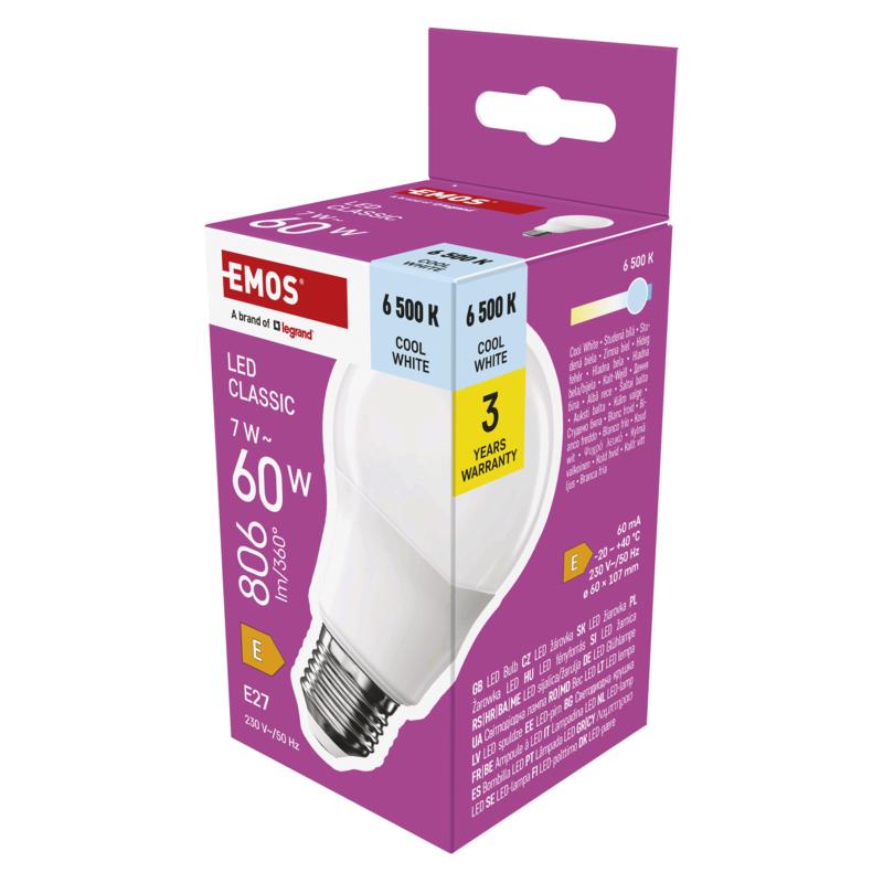 Levně EMOS LED CLS A60 7W(60W) 806lm E27 CW