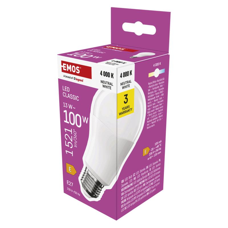 Levně EMOS LED CLS A60 13W(100W) 1521lm E27 NW