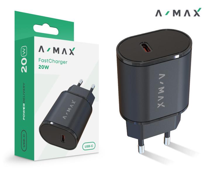 Levně Aligator síťová nabíječka A-MAX PD 20W USB-C černá