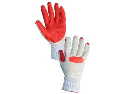 Povrstvené rukavice BLANCHE, bílo-oranžové, vel. 09