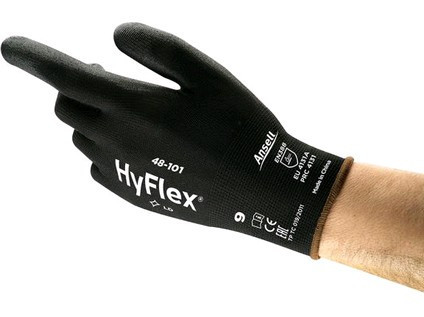 Levně Povrstvené rukavice ANSELL HYFLEX 48-101, černé, vel. 06