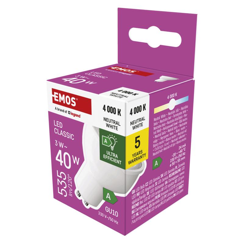 Levně EMOS LED CLS MR16 3W(40W) 535lm GU10 NW A CLASS