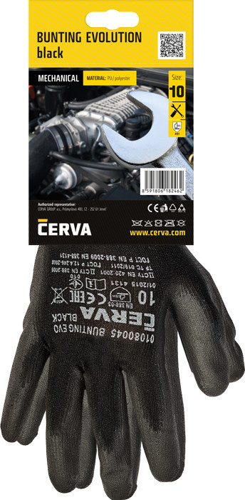 Levně BUNTING EVO BLACK rukavice blistr - 10