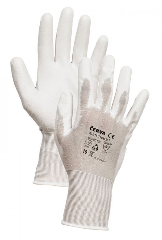 Levně WHITETHROAT FH rukavice nylonové-18G bílá 9