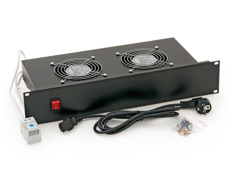 Levně 19" horiz.vent.j.2xVent.-220V/46W termost.2U černá