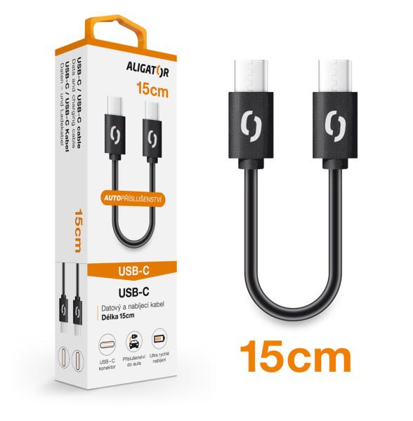 Levně ALIGATOR Datový kabel POWER USB-C/USB-C 15cm, černý