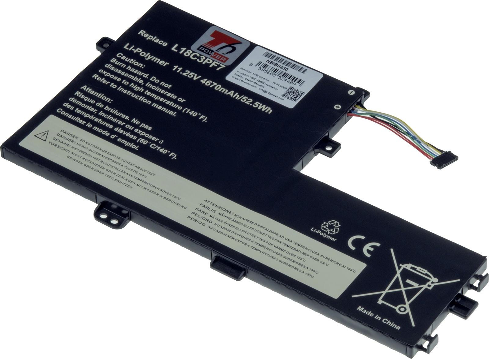 Fotografie produktu: Baterie T6 Power Lenovo IdeaPad C340-15IWL, S340-14IML, S340-14IML, 4670mAh, 52,5Wh, 3cell, Li-poly
