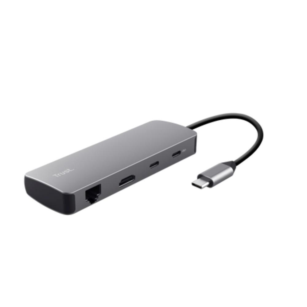 Levně TRUST Dokovací stanice DALYX USB-C, 8v1, HDMI, RJ45, 2xUSB-C, 2xUSB-A, microSD/SD karta, šedá