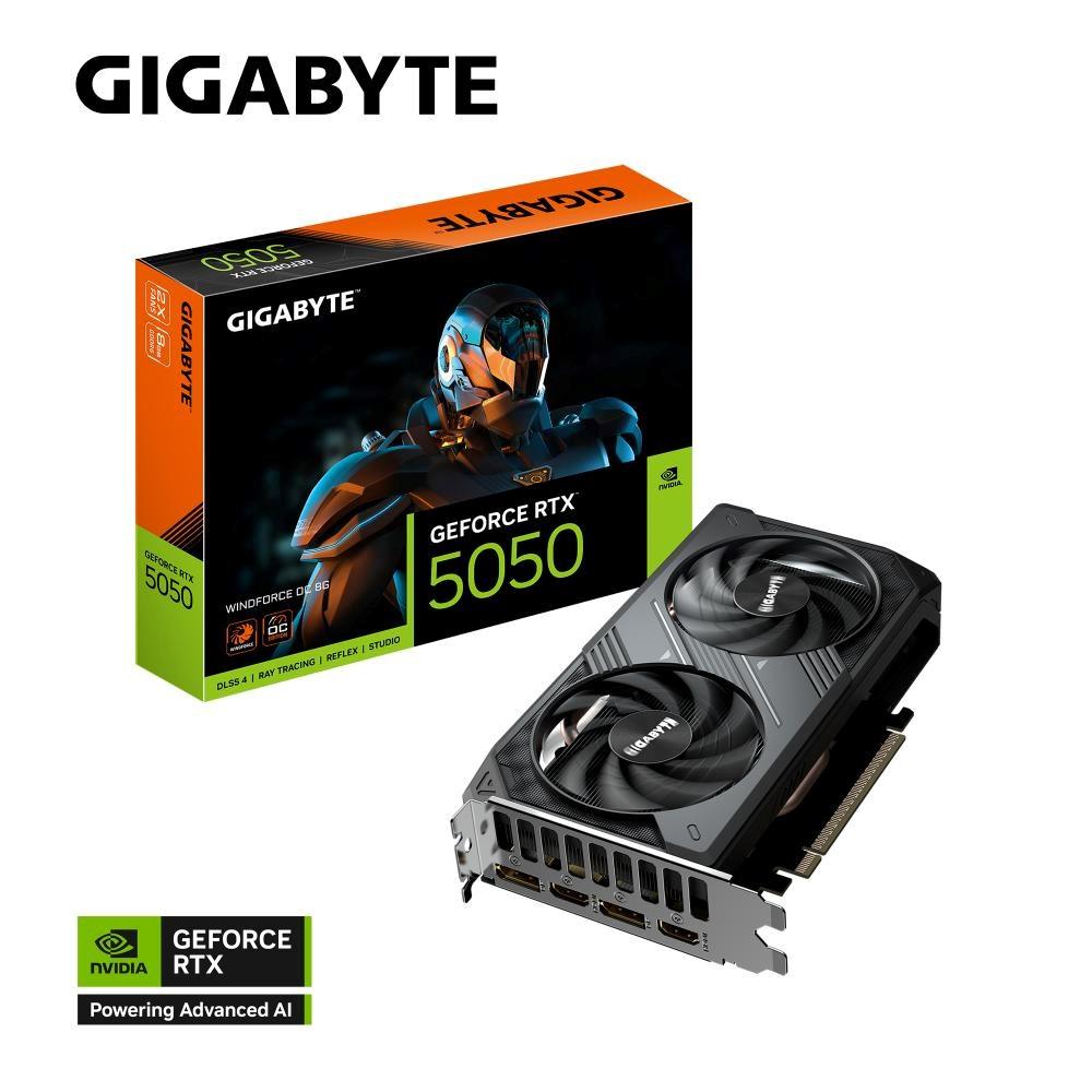 Fotografie produktu: GIGABYTE VGA NVIDIA GeForce RTX 5050 WINDFORCE OC 8G, 8G GDDR6, 2xDP, 2xHDMI