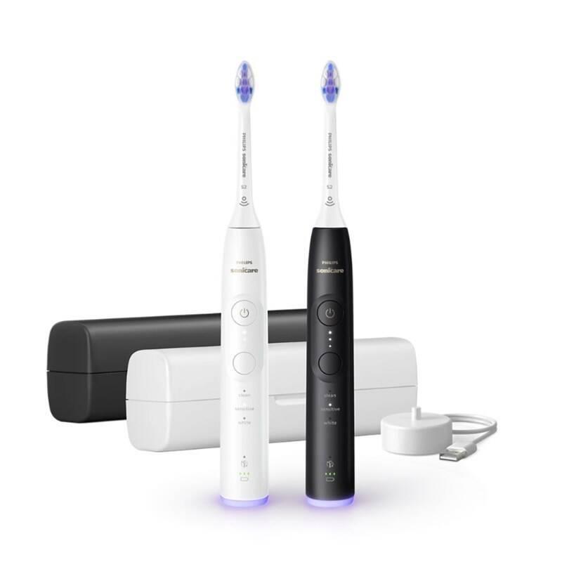 Levně Philips Sonicare 6500 Gentle clean sada elektrických zubních kartáčků, 2 kusy, černá a bílá